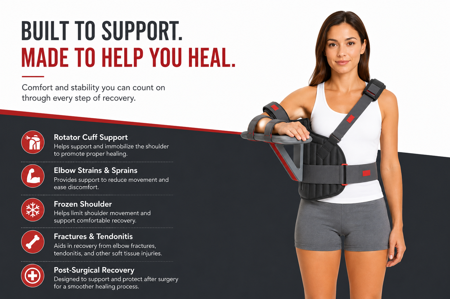 Dr. Franklyn's Deluxe Shoulder Immobilizer Brace with Adjustable Abduction Wedge | Rotator Cuff, Post Surgery & Shoulder Recovery Support
