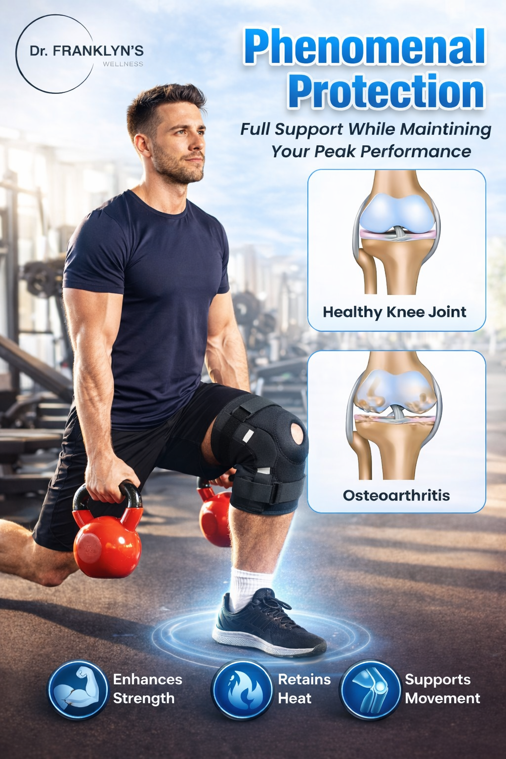 Dr. Franklyn's Hinged Knee Brace – Knee Support Brace for Pain, Running & Meniscus Tear | Adjustable Knee Brace