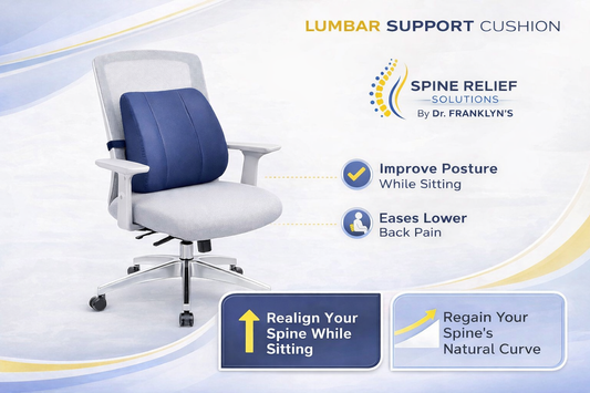 Dr. Franklyn’s Ergonomic Lumbar Support Cushion – Back Pain Relief Pillow for Office, Car, Wheelchair & Home