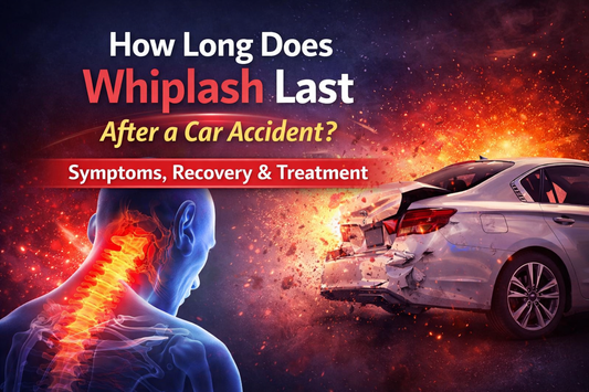 Whiplash injury after car accident showing neck pain and spine inflammation
