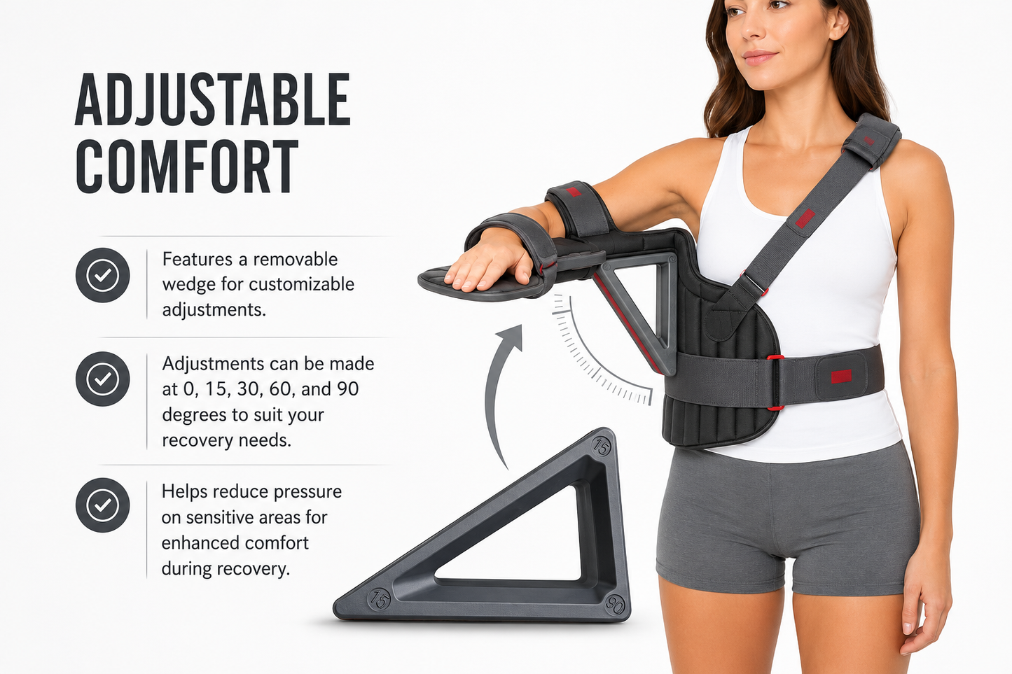 Dr. Franklyn's Deluxe Shoulder Immobilizer Brace with Adjustable Abduction Wedge | Rotator Cuff, Post Surgery & Shoulder Recovery Support