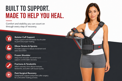 Dr. Franklyn's Deluxe Shoulder Immobilizer Brace with Adjustable Abduction Wedge | Rotator Cuff, Post Surgery & Shoulder Recovery Support