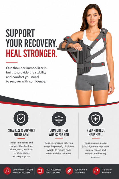 Dr. Franklyn's Deluxe Shoulder Immobilizer Brace with Adjustable Abduction Wedge | Rotator Cuff, Post Surgery & Shoulder Recovery Support