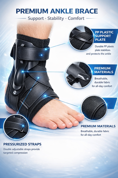 Adjustableanklebracesupportwithstabilizingstrapsforsprainrecoveryandankleprotection. 3