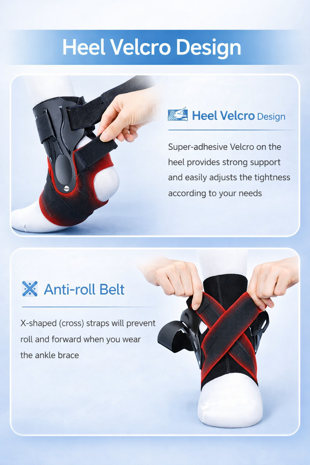 Adjustableanklebracesupportwithstabilizingstrapsforsprainrecoveryandankleprotection. 5