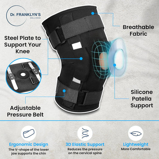 Dr. Franklyn's Hinged Knee Brace – Knee Support Brace for Pain, Running & Meniscus Tear | Adjustable Knee Brace