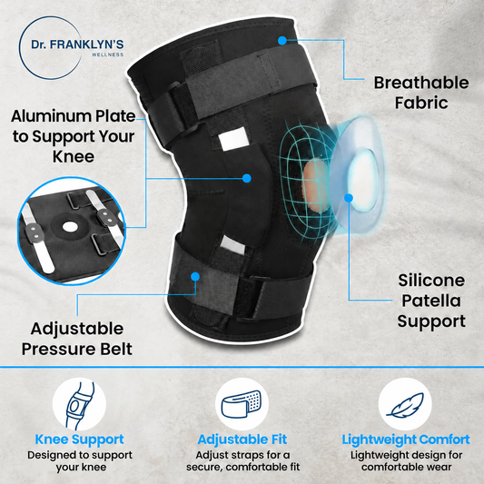 Dr. Franklyn's Hinged Knee Brace – Knee Support Brace for Pain, Running & Meniscus Tear | Adjustable Knee Brace