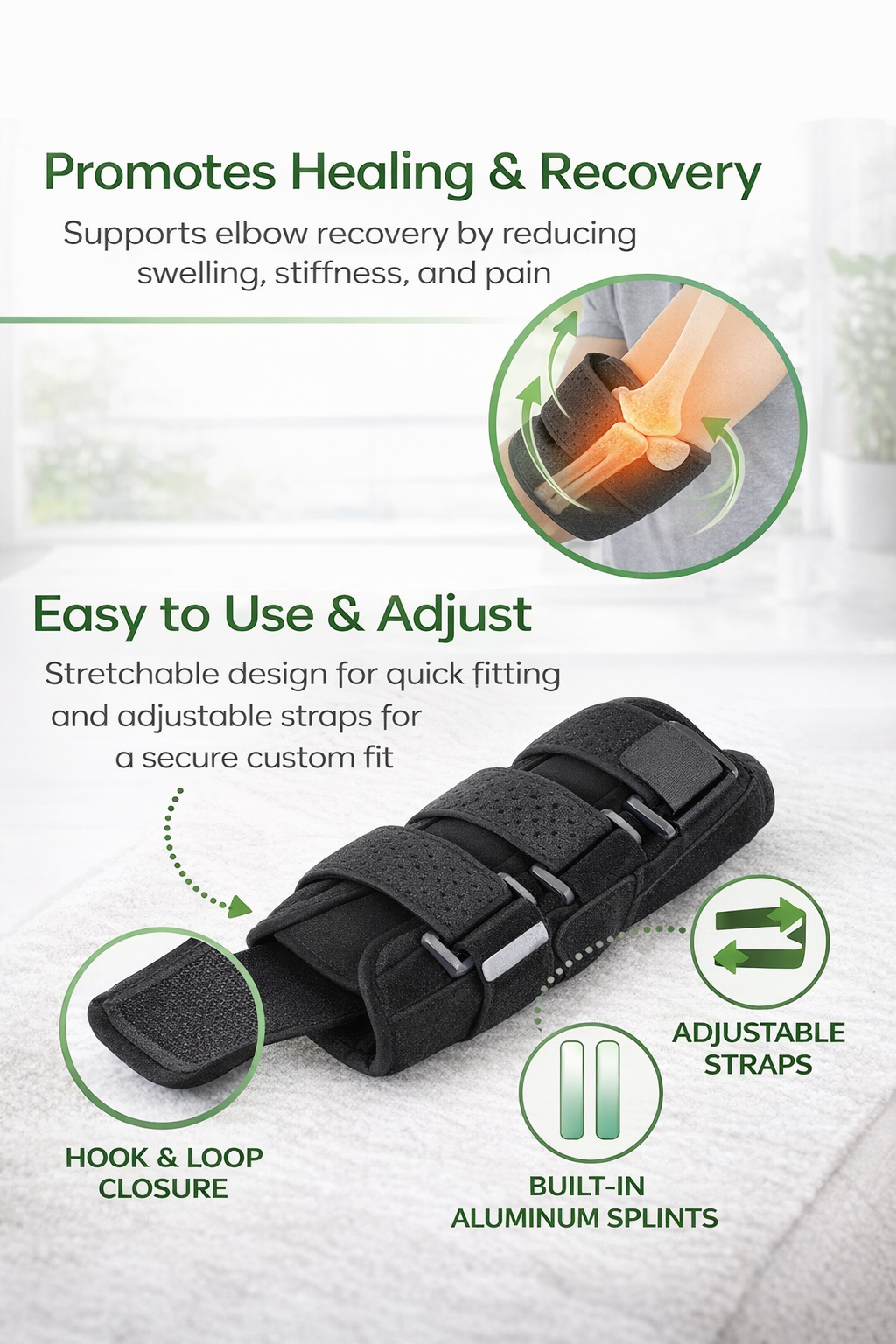 Black adjustable wrist and forearm brace with triple-strap compression and breathable mesh fabric for carpal tunnel and injury support. 3