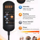 Black vibrating back and seat massager cushion with handheld remote control for chair or car use. 1