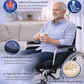  Black vibrating massage chair pad with remote control for neck, back, and thigh relief. 2