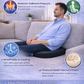  Black vibrating massage chair pad with remote control for neck, back, and thigh relief. 3