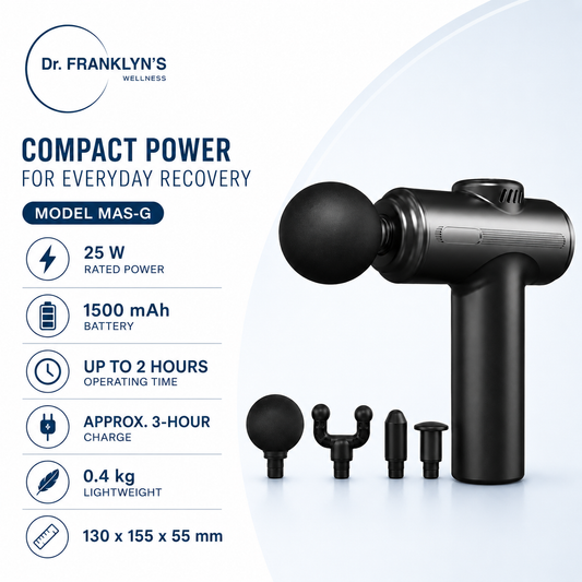 Dr. Franklyn’s Compact Deep Tissue Massage Gun with 4 Massage Heads