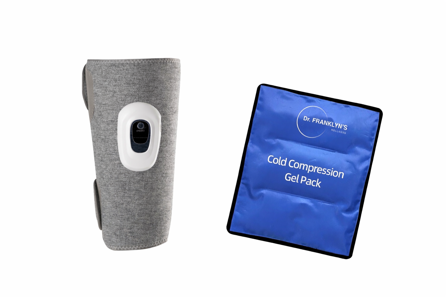 Dr. Franklyn’s Cold Compression Therapy Wrap with removable Blue Gel Pack for knee and leg pain relief. 