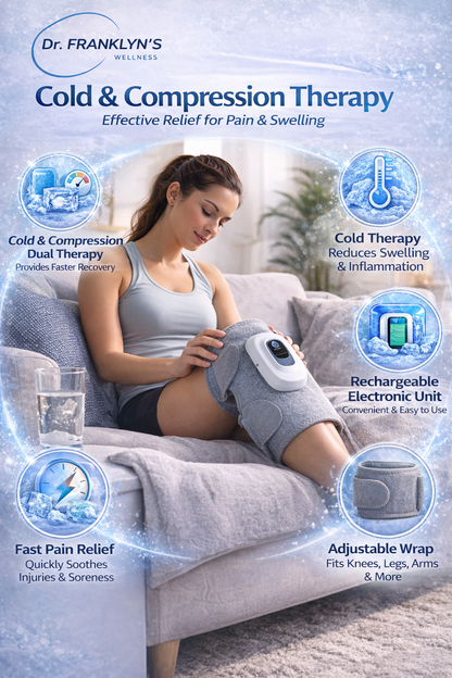 Dr. Franklyn’s Cold Compression Therapy Wrap with removable Blue Gel Pack for knee and leg pain relief. 2