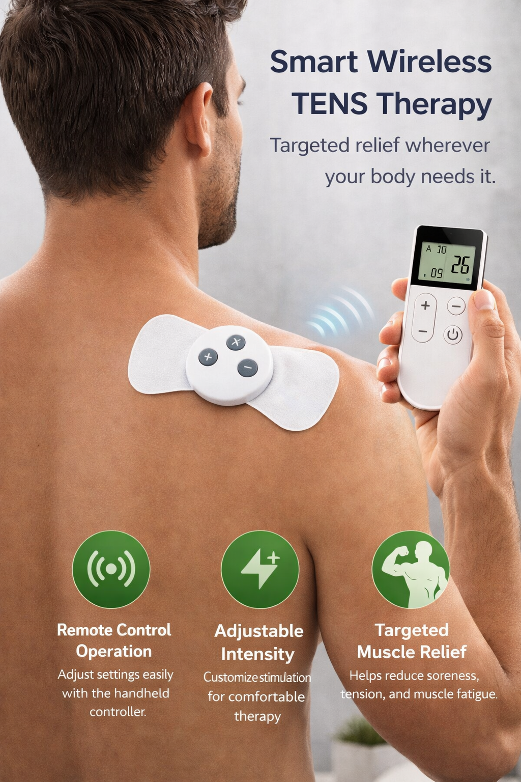 Dr. Franklyn’s Wellness Wireless TENS Unit and EMS Muscle Stimulator with Remote Control and Butterfly Electrode Pad. 3