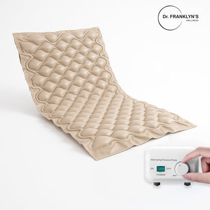 Dr. Franklyn’s Wellness alternating pressure mattress pad with electric pump for pressure sore relief and bedsores.