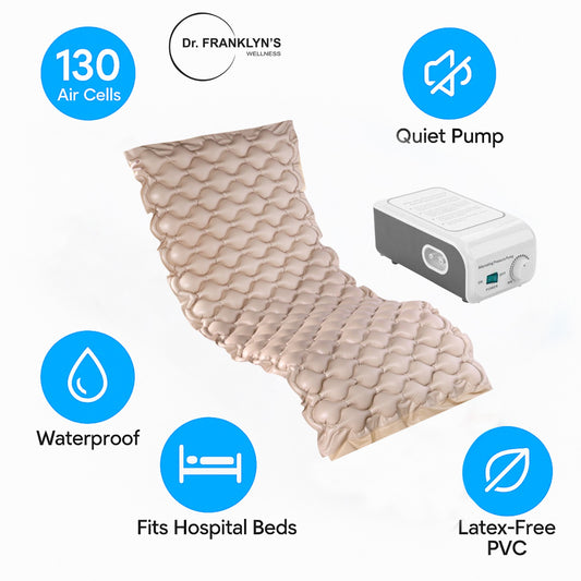 Dr. Franklyn’s Wellness alternating pressure mattress pad with electric pump for pressure sore relief and bedsores. 1