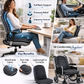 Ergonomic black seat cushion with back support and breathable bubble design for office chair comfort. 4