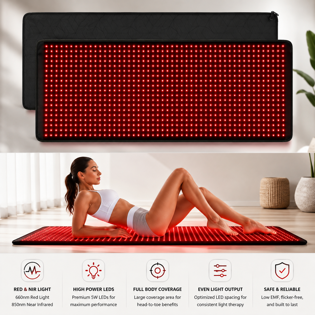 Dr. Franklyn’s Full Body Red Light Therapy Mat – 660nm Red & 850nm Near Infrared Light