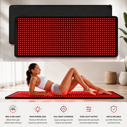 Dr. Franklyn’s Full Body Red Light Therapy Mat – 660nm Red & 850nm Near Infrared Light