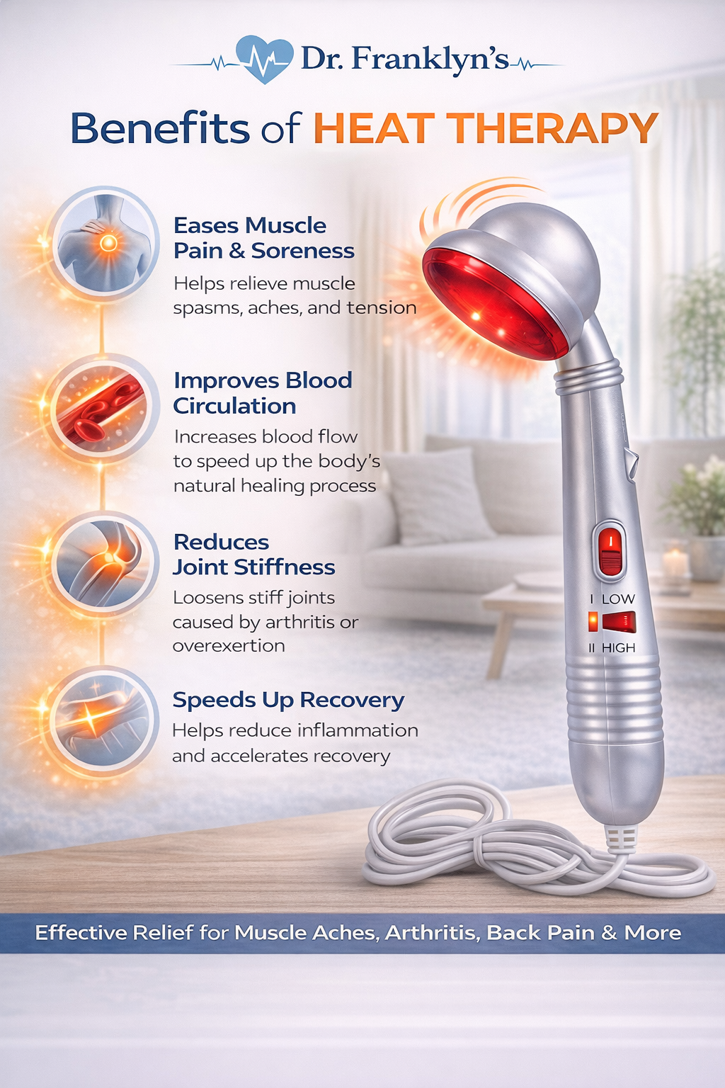 Dr. Franklyn’s Infrared Heat Wand – Deep Infrared Heat Therapy Wand for Muscle Recovery & Pain Relief