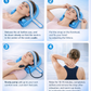 Inflatable neck traction device with adjustable strap and hand pump for cervical spine relief. 4