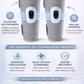 Pair of gray cordless air compression leg massagers with built-in LCD control panels for calf muscle recovery and circulation. 3