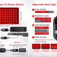 Portable red light therapy wrap with dual-sided design showing 120 LED diodes and black fabric backing with Velcro strap. 2