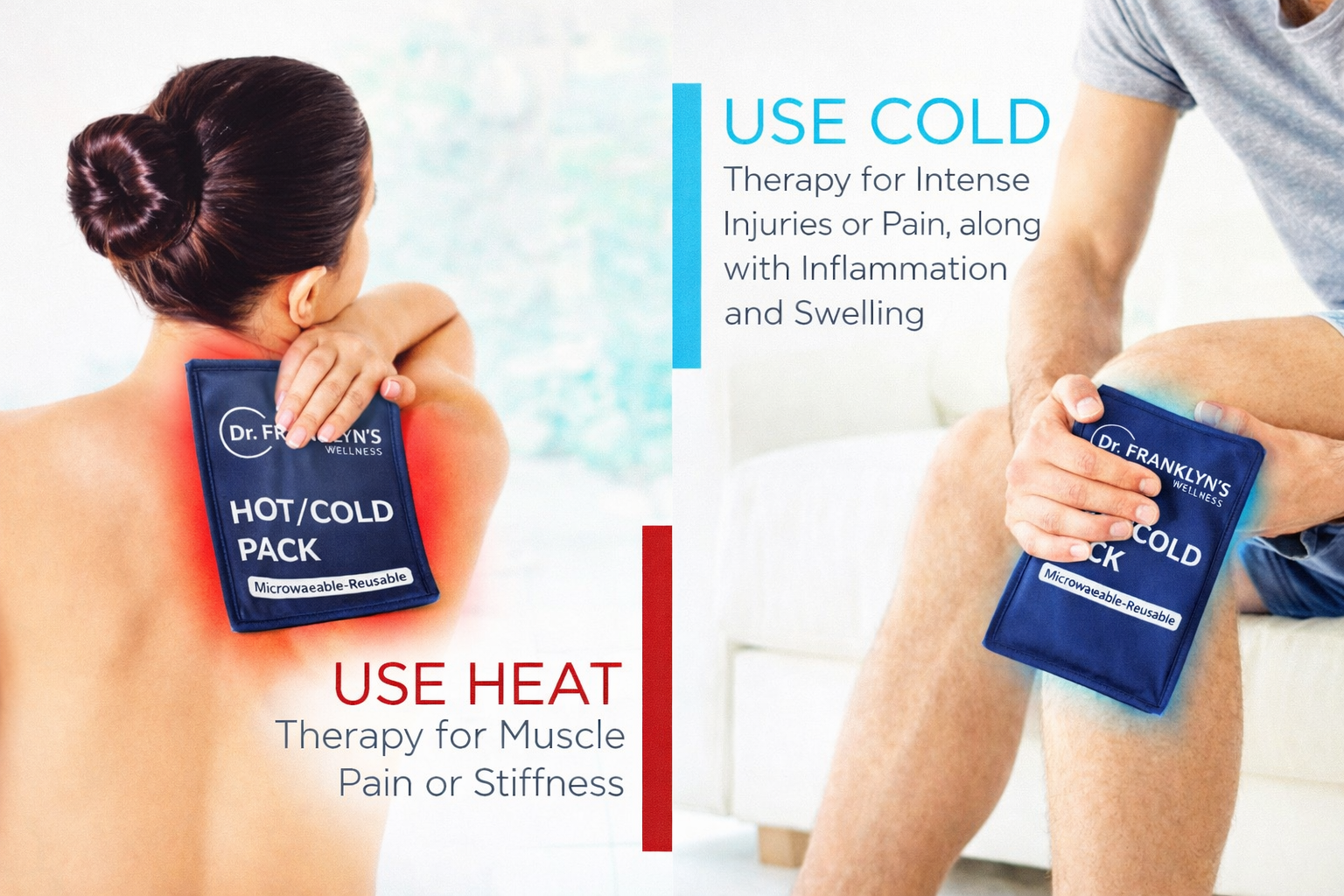 Reusable microwaveable hot and cold therapy pack for pain relief. 3