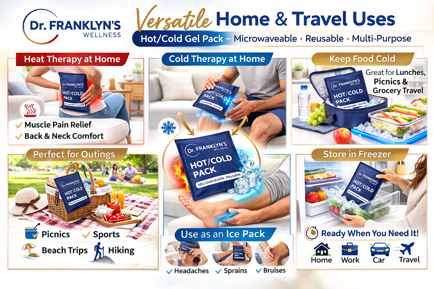 Reusable microwaveable hot and cold therapy pack for pain relief.  4