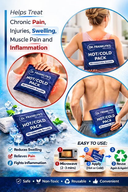 Reusable microwaveable hot and cold therapy pack for pain relief. 5