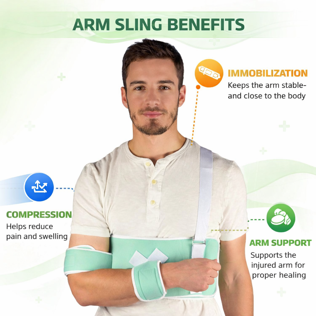 Shoulder cold compression therapy brace with arm sling for pain relief and injury support. 1