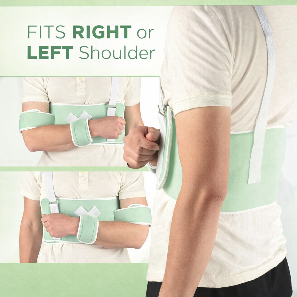 Shoulder cold compression therapy brace with arm sling for pain relief and injury support. 4