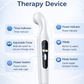 White handheld electric body massager with ergonomic handle and adjustable speed controls for deep tissue muscle relief. 2