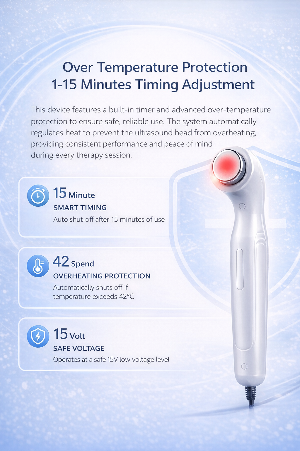 White handheld electric body massager with ergonomic handle and adjustable speed controls for deep tissue muscle relief. 3