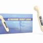 White handheld electric body massager with ergonomic handle and adjustable speed controls for deep tissue muscle relief. 6