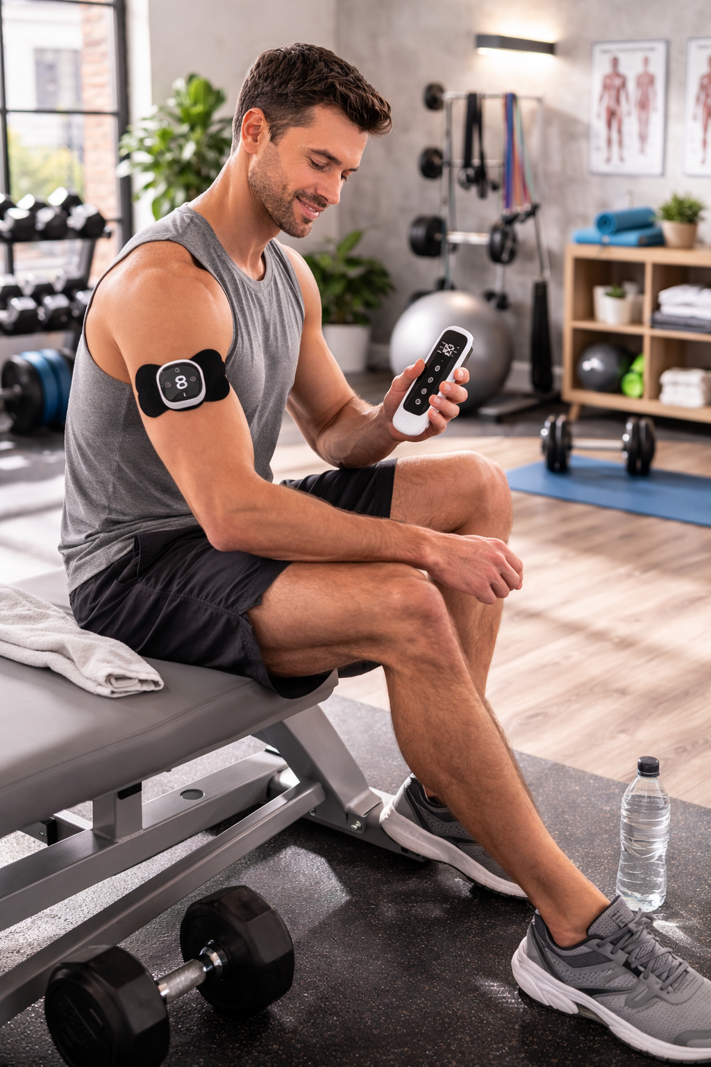 EMS muscle stimulator pad with wireless remote control for abdominal and body muscle training device 6