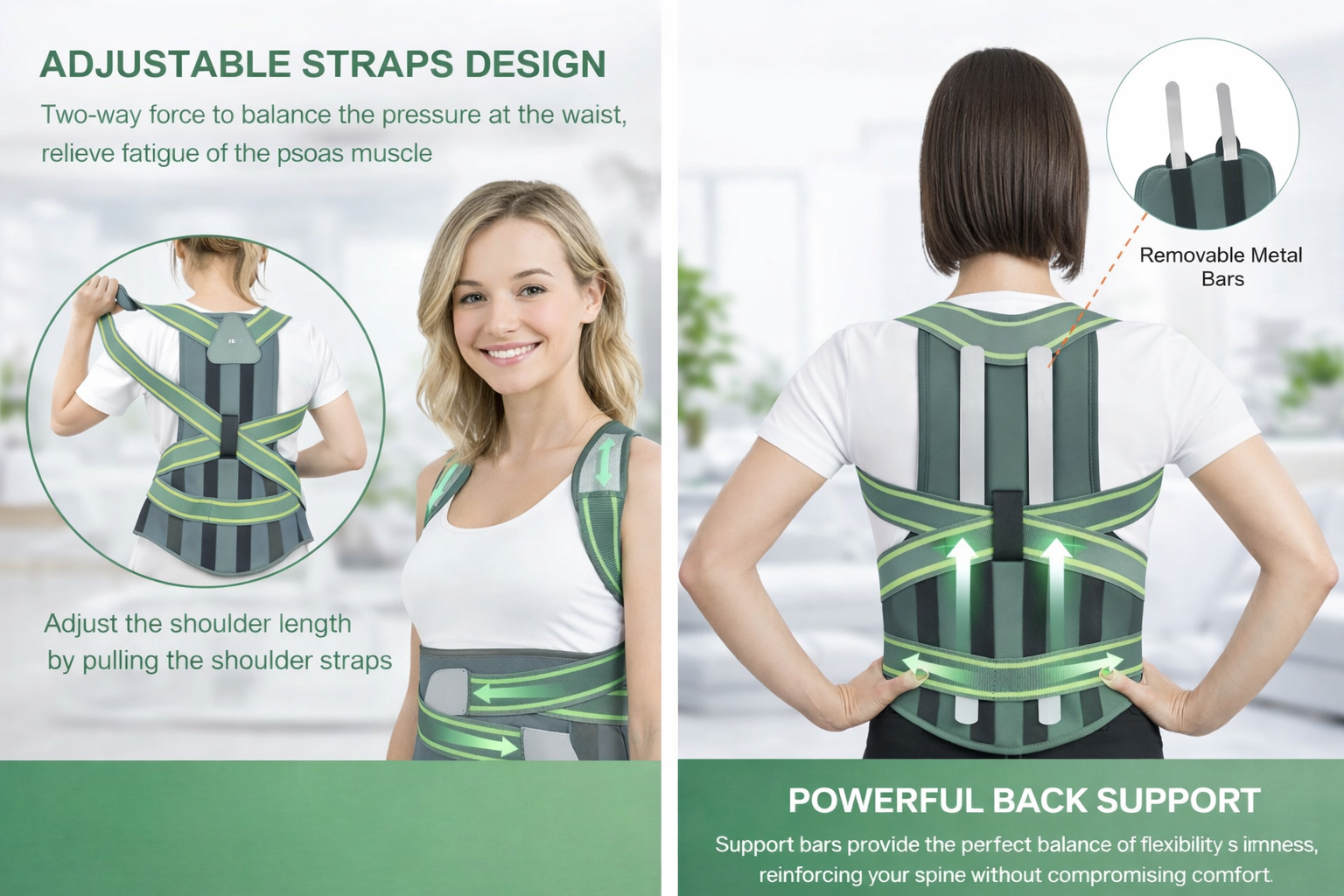 Adjustable back posture corrector for lower back pain relief and shoulder support - breathable mesh design. 3