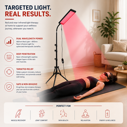 Dr. Franklyn’s Red & Near-Infrared Light Therapy Lamp – Adjustable LED Recovery Panel for Wellness & Recovery