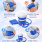 Blue insulated beverage cooler with spigot tap and carry handle for camping and outdoor use. 7