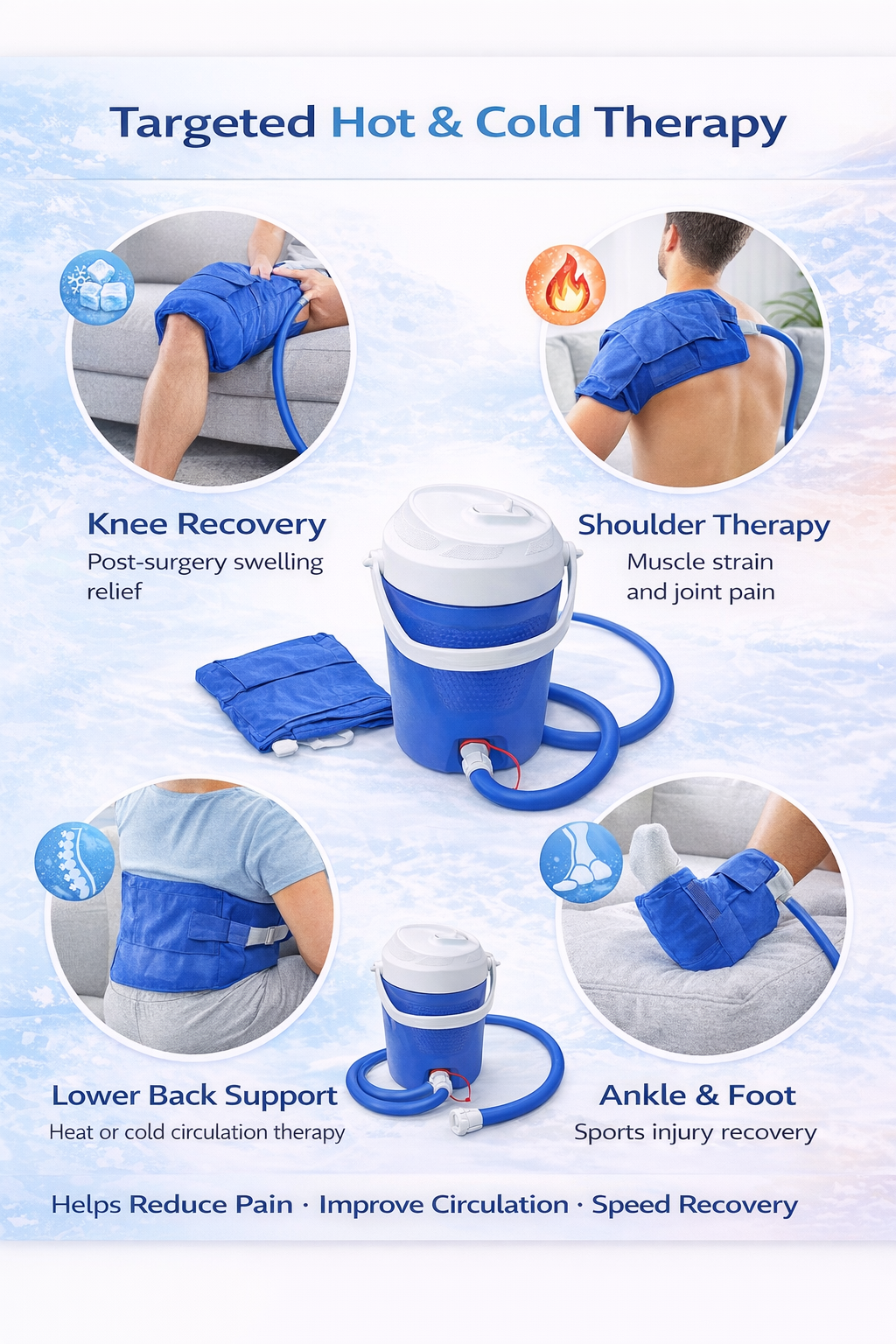 Blue insulated beverage cooler with spigot tap and carry handle for camping and outdoor use. 7