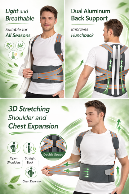 Adjustable back posture corrector for lower back pain relief and shoulder support - breathable mesh design. 1